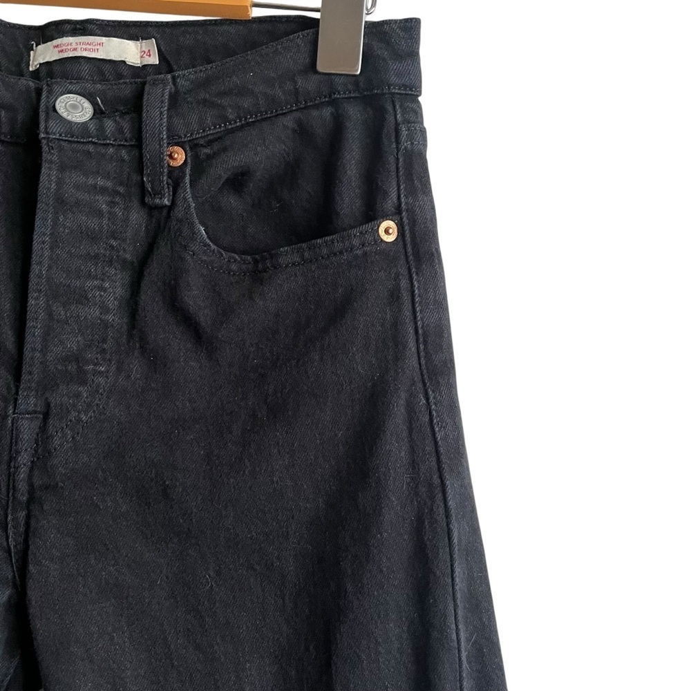 Levi’s Wedgie Straight Ankle Jeans Black Sprout W24 High Rise - Picture 6 of 15
